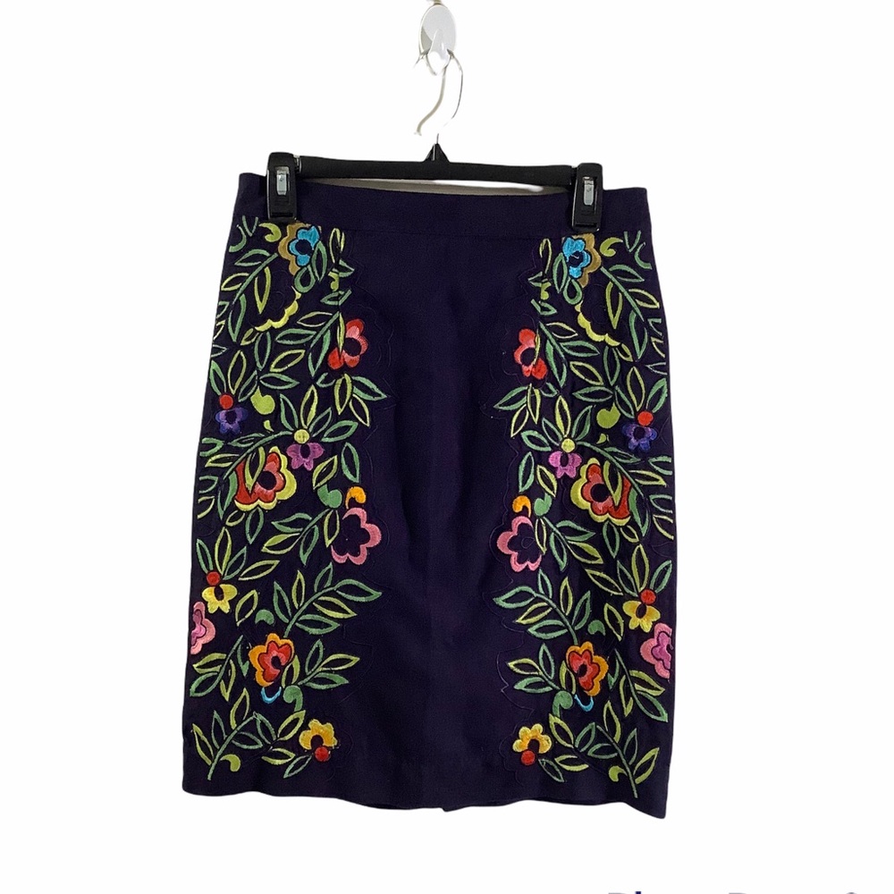 Anthro Moulinette Soeurs Floral Embroidered Skirt